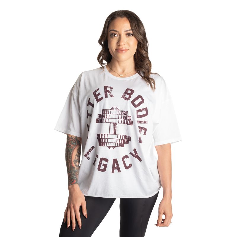 Better Bodies Legacy Oversized Tee - White/Maroon